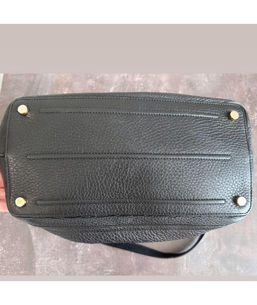 SAINT LAURENT Черная кожаная сумка с короткими ручками, фото 3