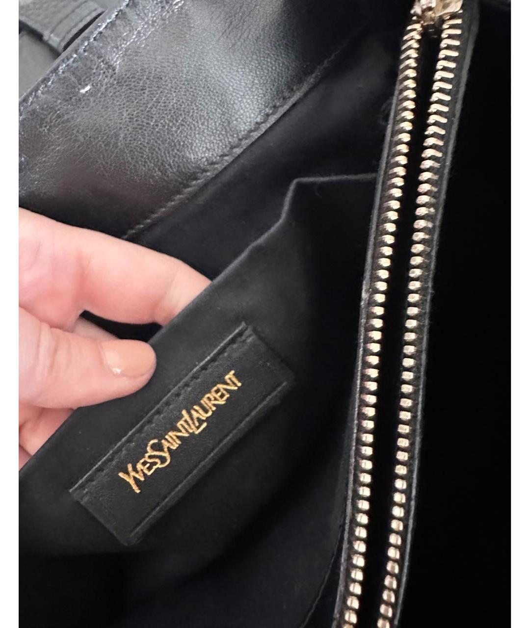 SAINT LAURENT Черная кожаная сумка с короткими ручками, фото 7