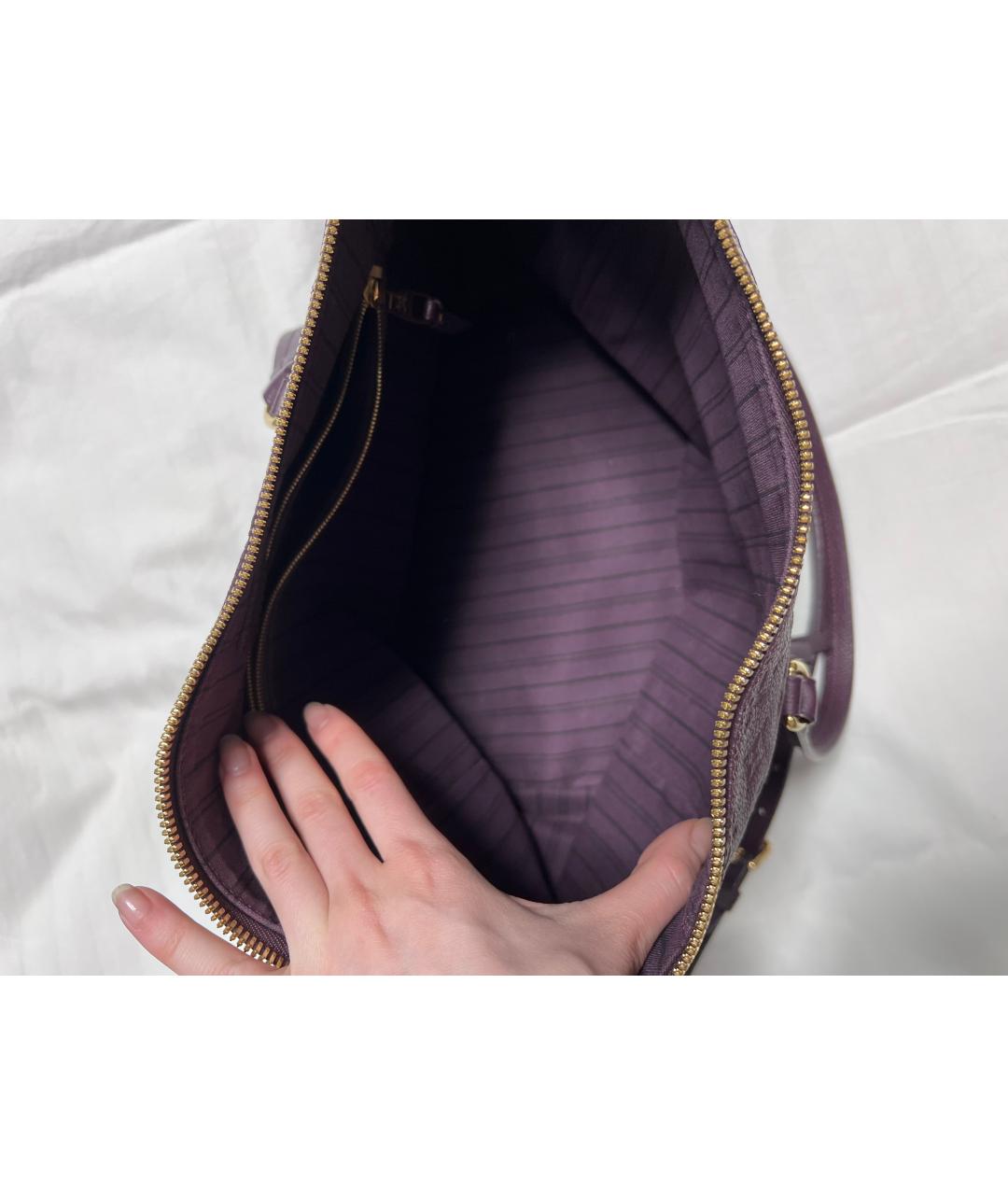LOUIS VUITTON Фиолетовая кожаная сумка тоут, фото 5