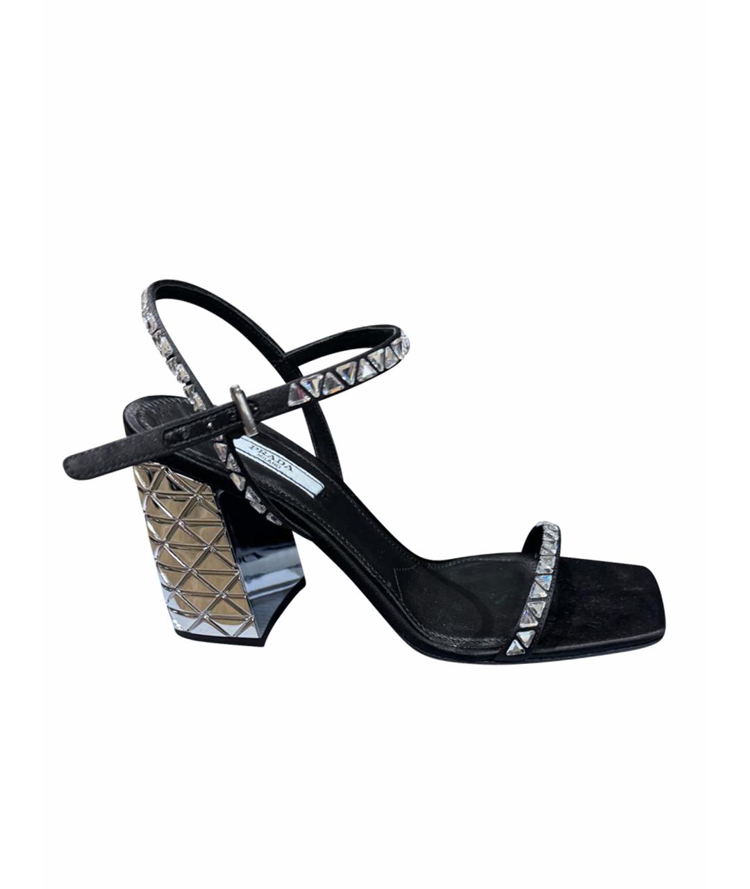 PRADA Черные кожаные босоножки, фото 1
