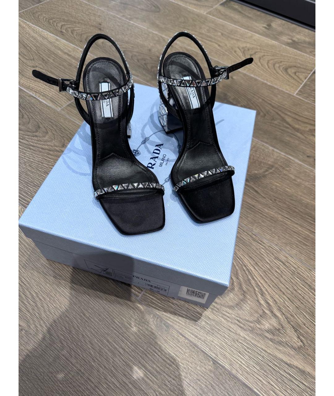 PRADA Черные кожаные босоножки, фото 2