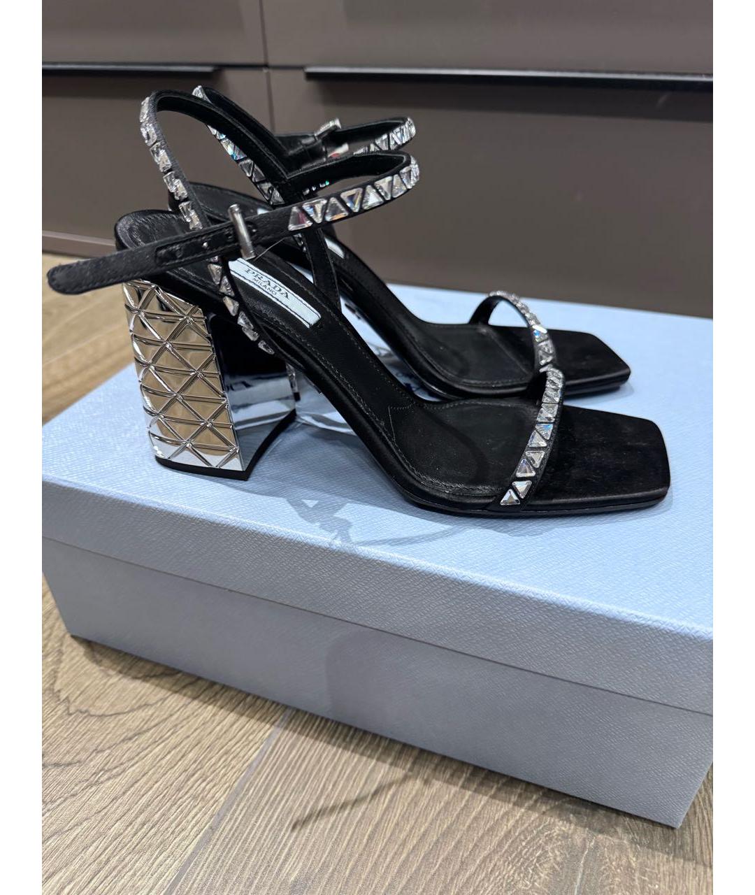 PRADA Черные кожаные босоножки, фото 5