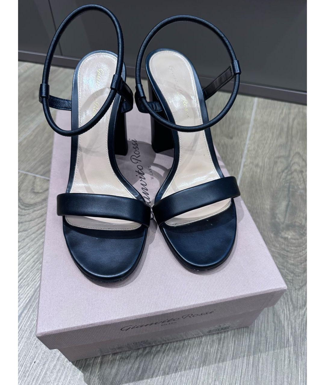 GIANVITO ROSSI Черные кожаные босоножки, фото 2