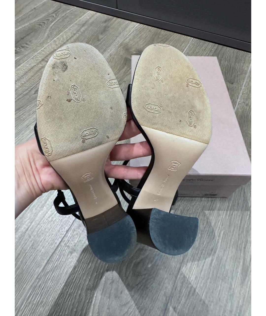 GIANVITO ROSSI Черные кожаные босоножки, фото 4