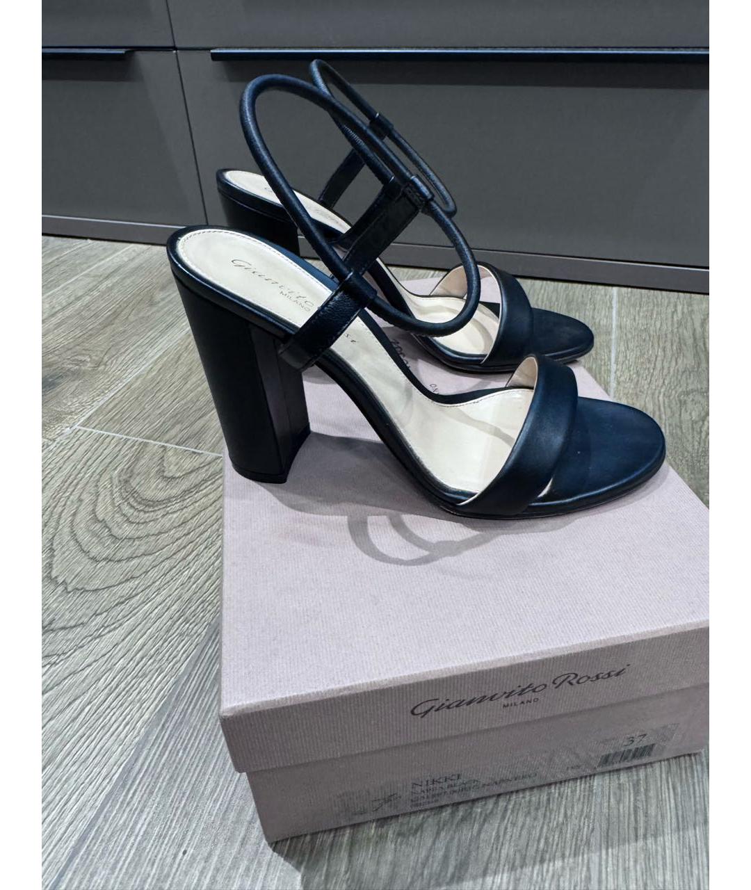 GIANVITO ROSSI Черные кожаные босоножки, фото 5