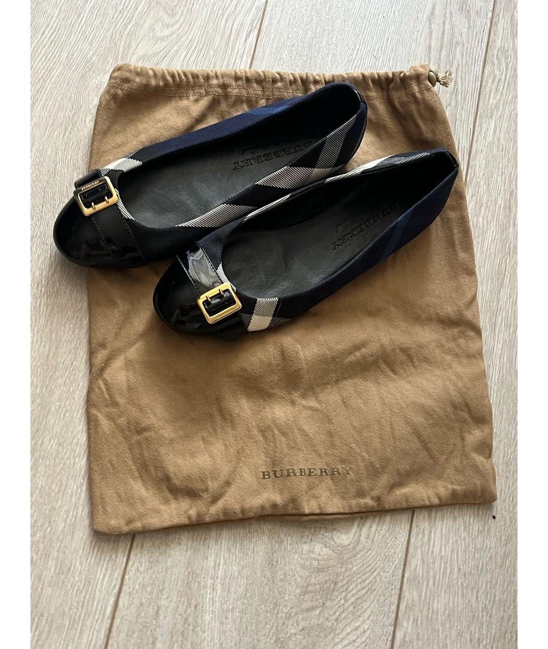 BURBERRY Темно-синие текстильные балетки, фото 8