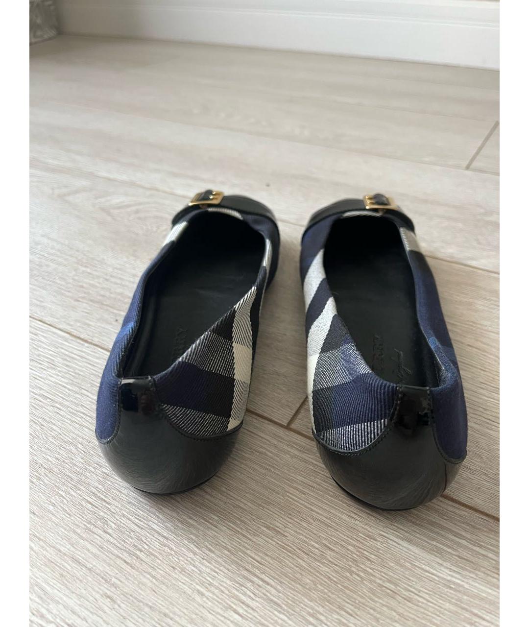 BURBERRY Темно-синие текстильные балетки, фото 3