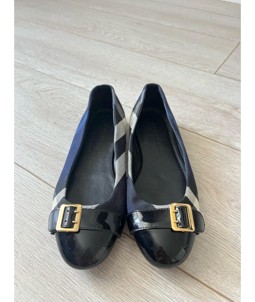 BURBERRY Темно-синие текстильные балетки, фото 2
