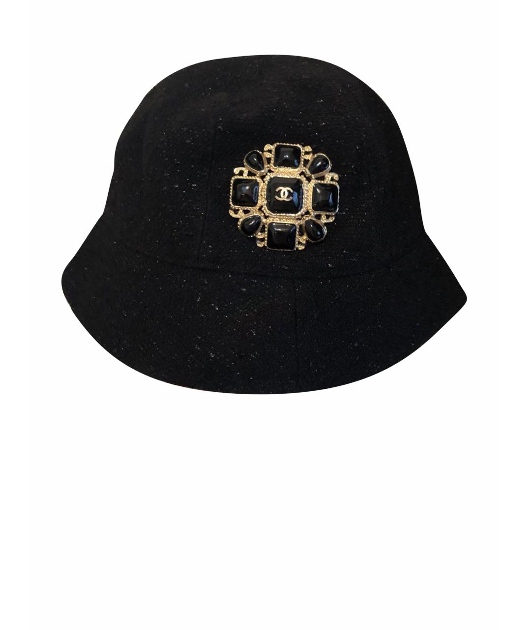 CHANEL Черная шерстяная шляпа, фото 1