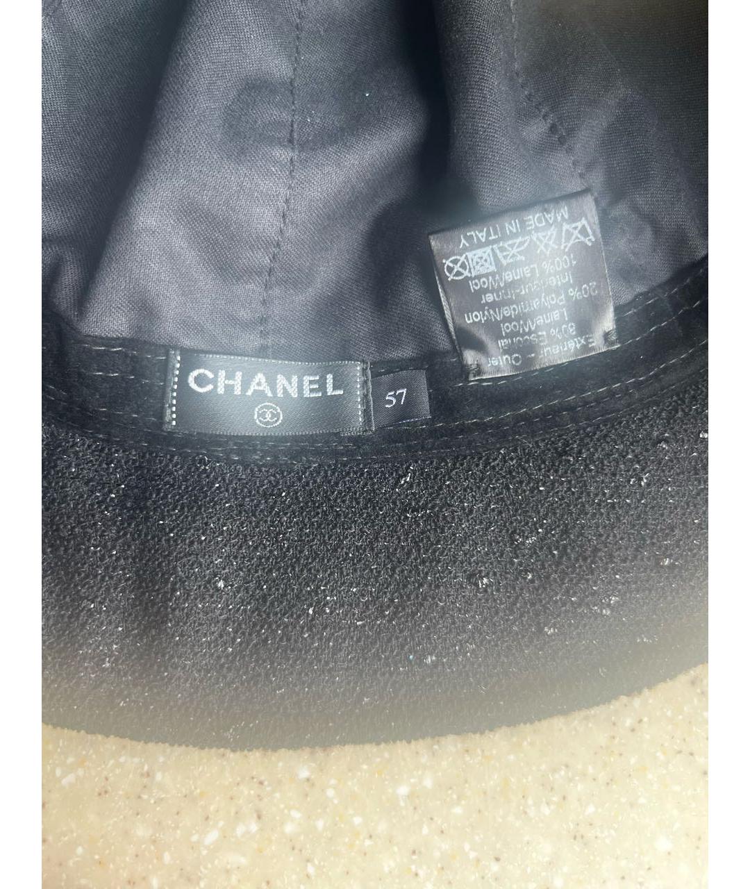 CHANEL Черная шерстяная шляпа, фото 6