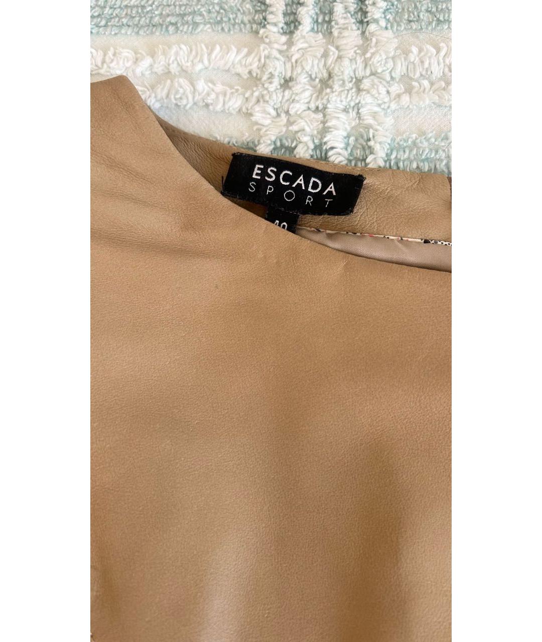 ESCADA Бежевое кожаное платье, фото 3