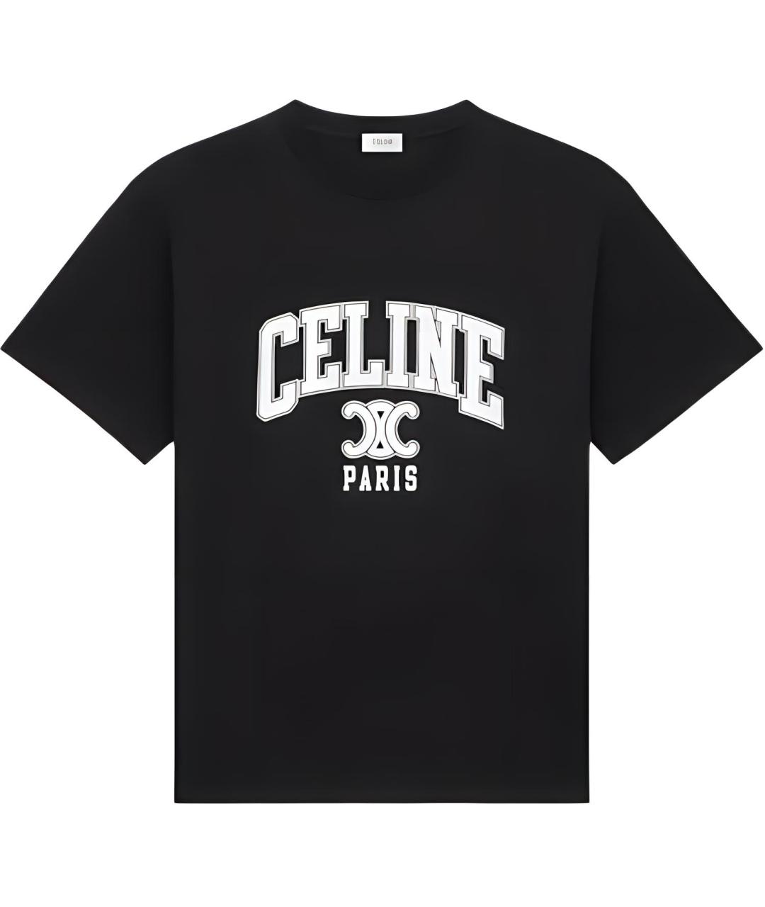 CELINE Черная хлопковая футболка, фото 1