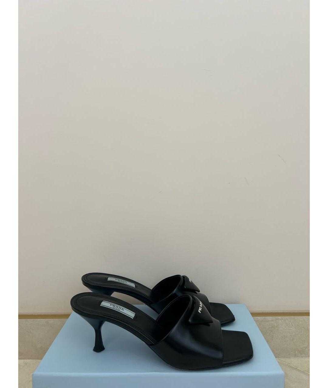 PRADA Черные кожаные мюли, фото 7