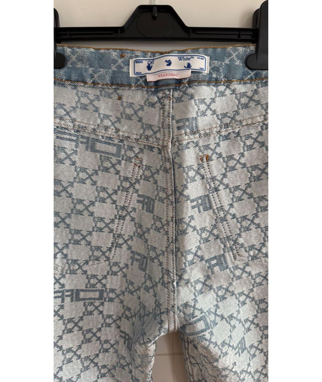 OFF-WHITE Голубые хлопко-полиэстеровые прямые джинсы, фото 3