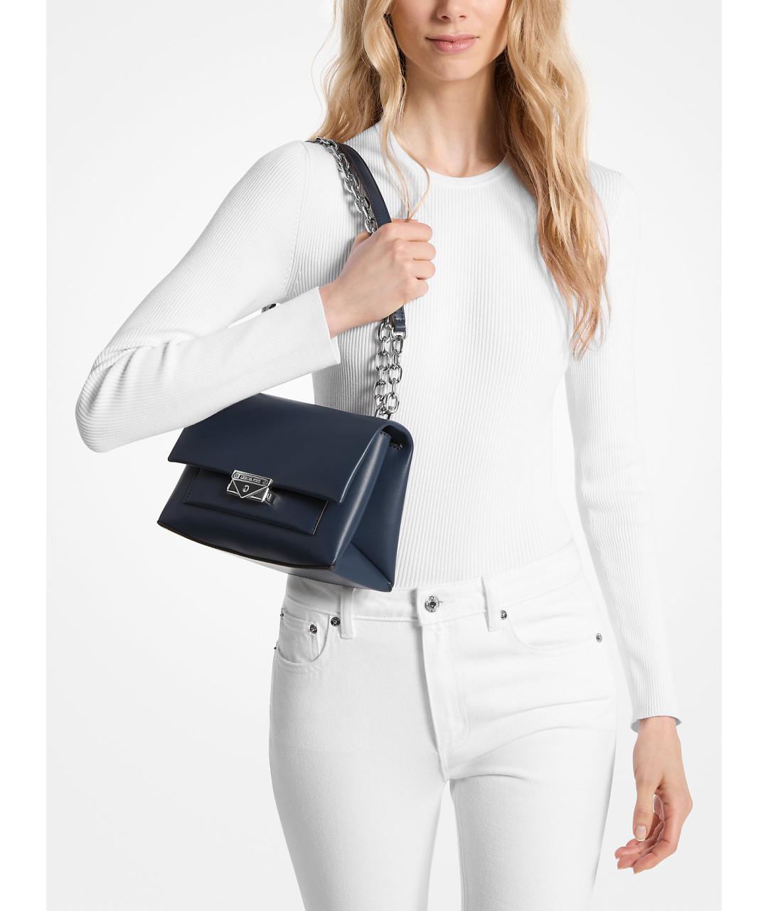 MICHAEL KORS Синяя сумка через плечо из искусственной кожи, фото 4