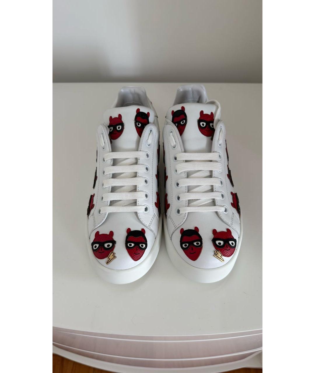 DOLCE&GABBANA Белые кожаные кроссовки, фото 2