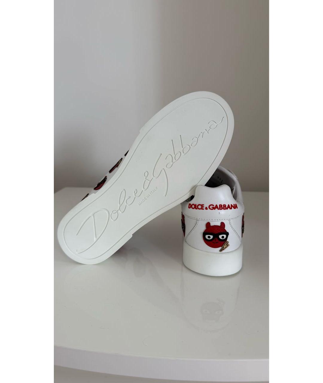 DOLCE&GABBANA Белые кожаные кроссовки, фото 5