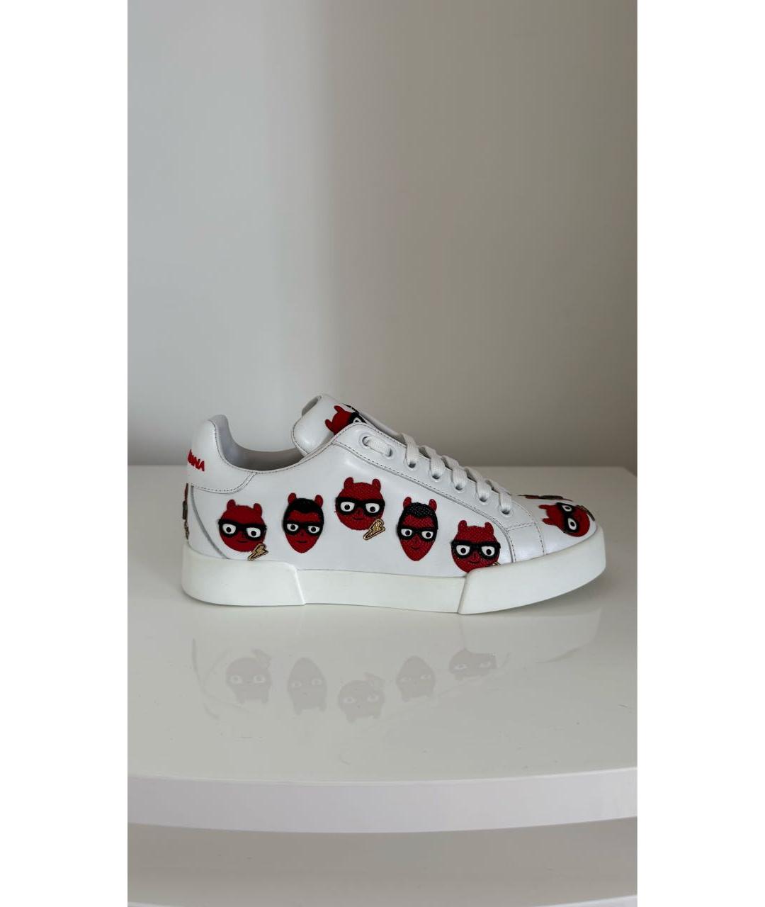 DOLCE&GABBANA Белые кожаные кроссовки, фото 6