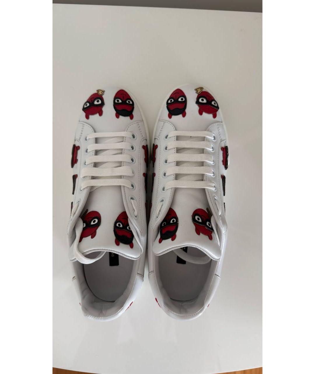 DOLCE&GABBANA Белые кожаные кроссовки, фото 3