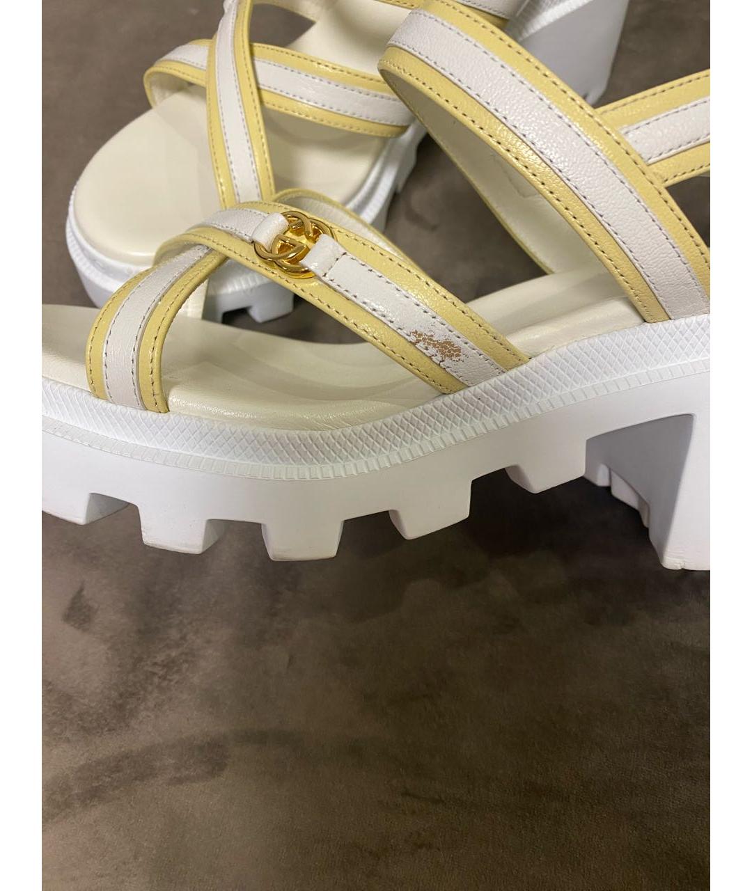 GUCCI Белые кожаные босоножки, фото 5