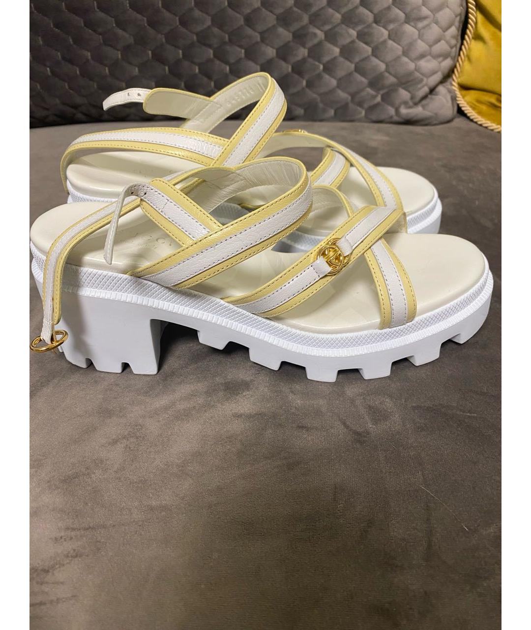 GUCCI Белые кожаные босоножки, фото 8