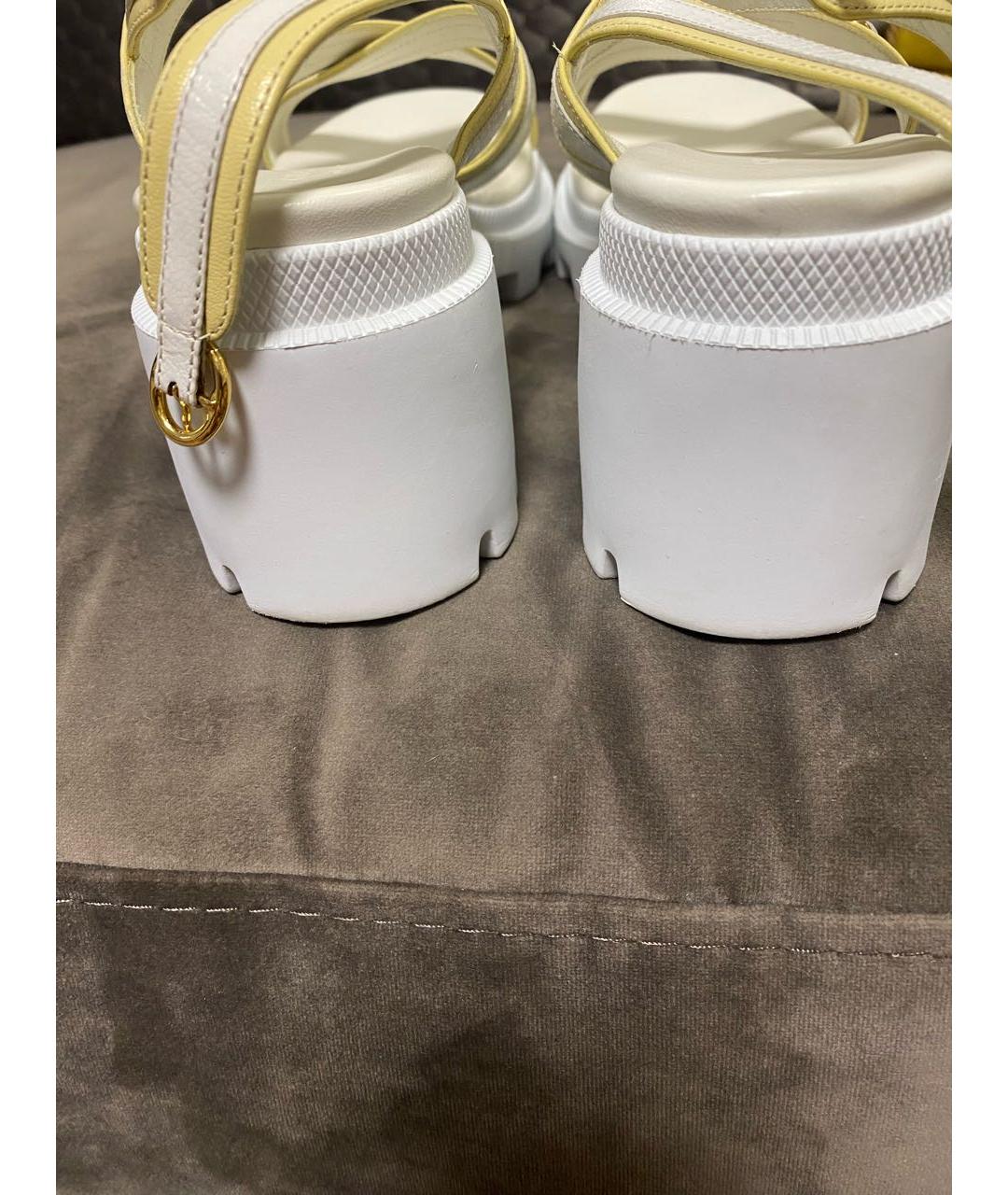 GUCCI Белые кожаные босоножки, фото 4