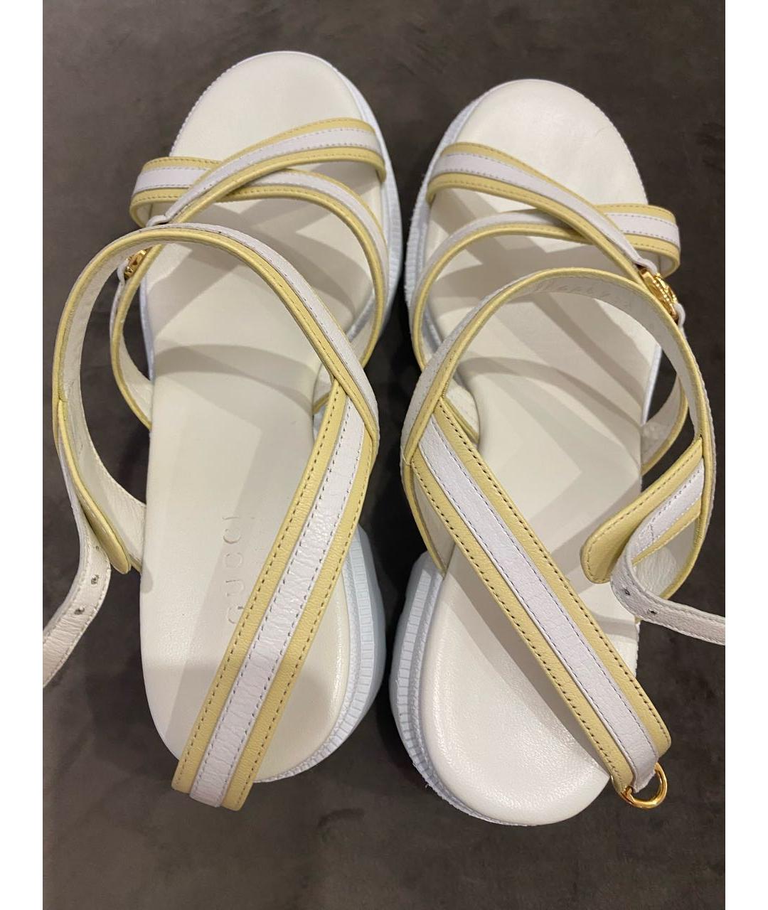 GUCCI Белые кожаные босоножки, фото 3