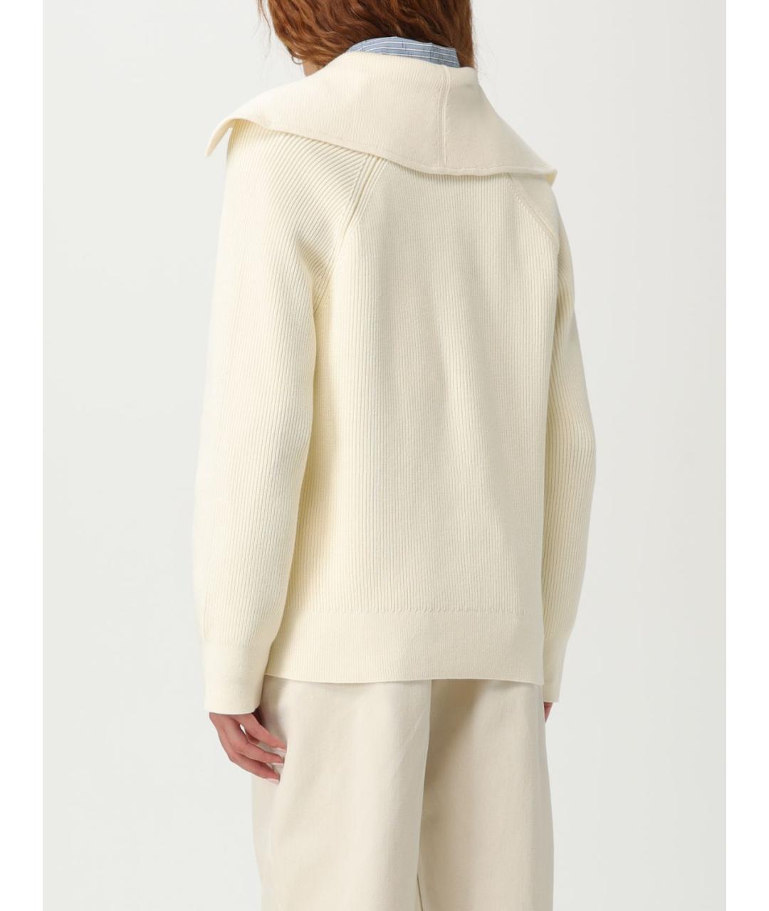 BOTTEGA VENETA Белый хлопковый джемпер / свитер, фото 2