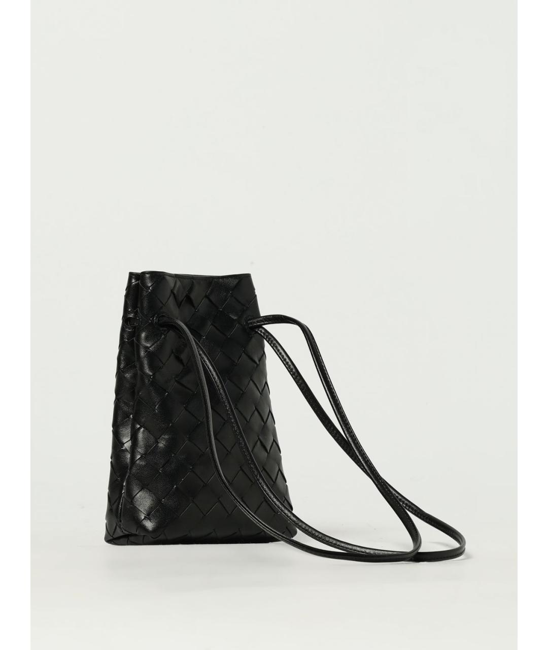 BOTTEGA VENETA Черная кожаная сумка через плечо, фото 2