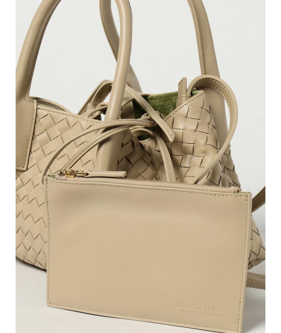 BOTTEGA VENETA Бежевая кожаная сумка тоут, фото 3