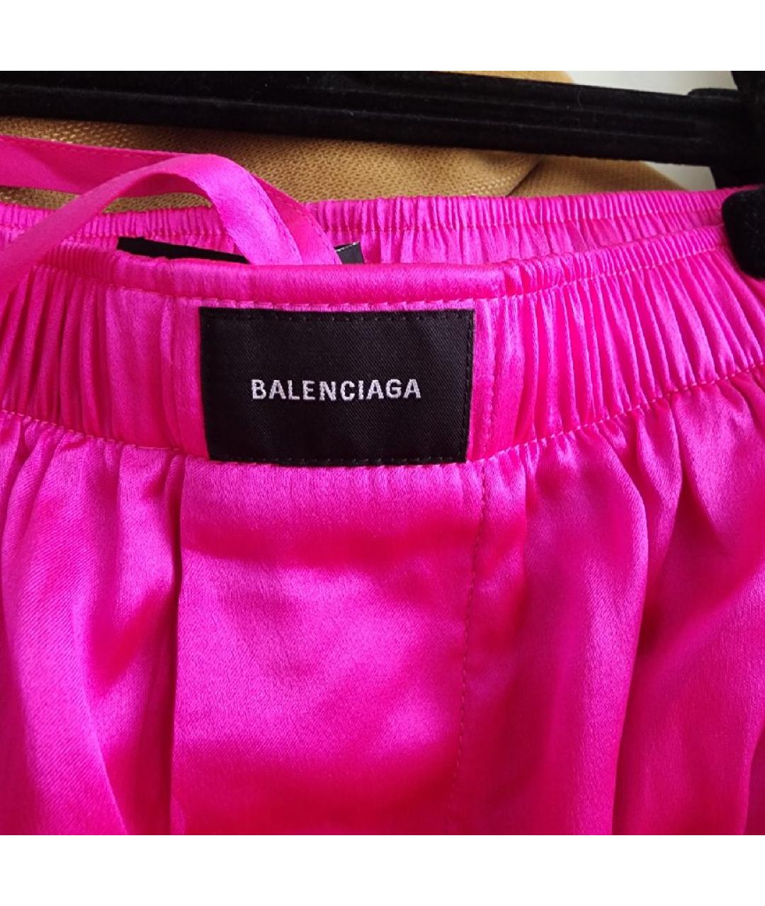 BALENCIAGA Фуксия шелковые брюки широкие, фото 3