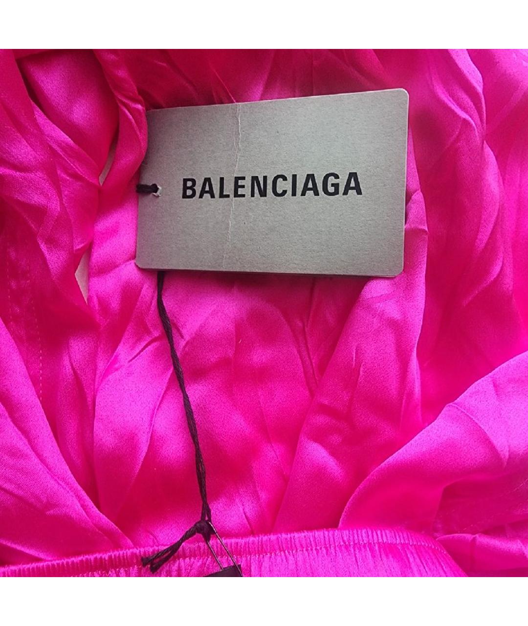 BALENCIAGA Фуксия шелковые брюки широкие, фото 7