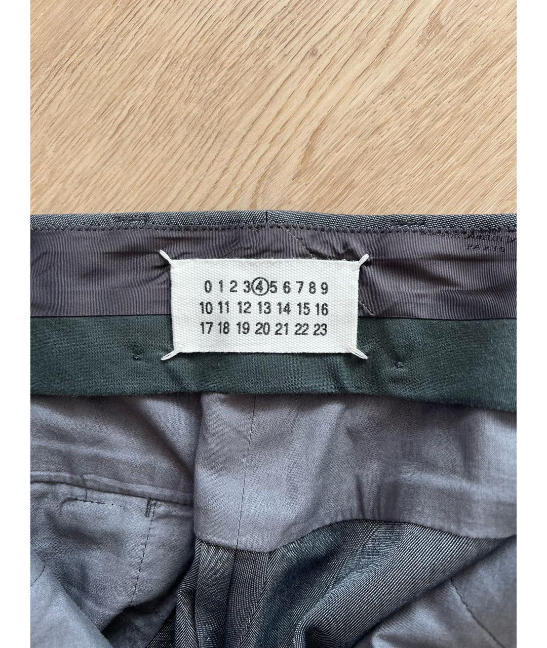MAISON MARGIELA Серые хлопковые прямые брюки, фото 4