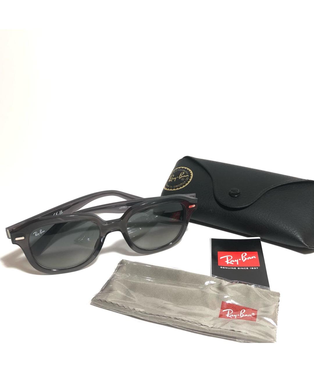 RAY BAN Антрацитовые пластиковые солнцезащитные очки, фото 5
