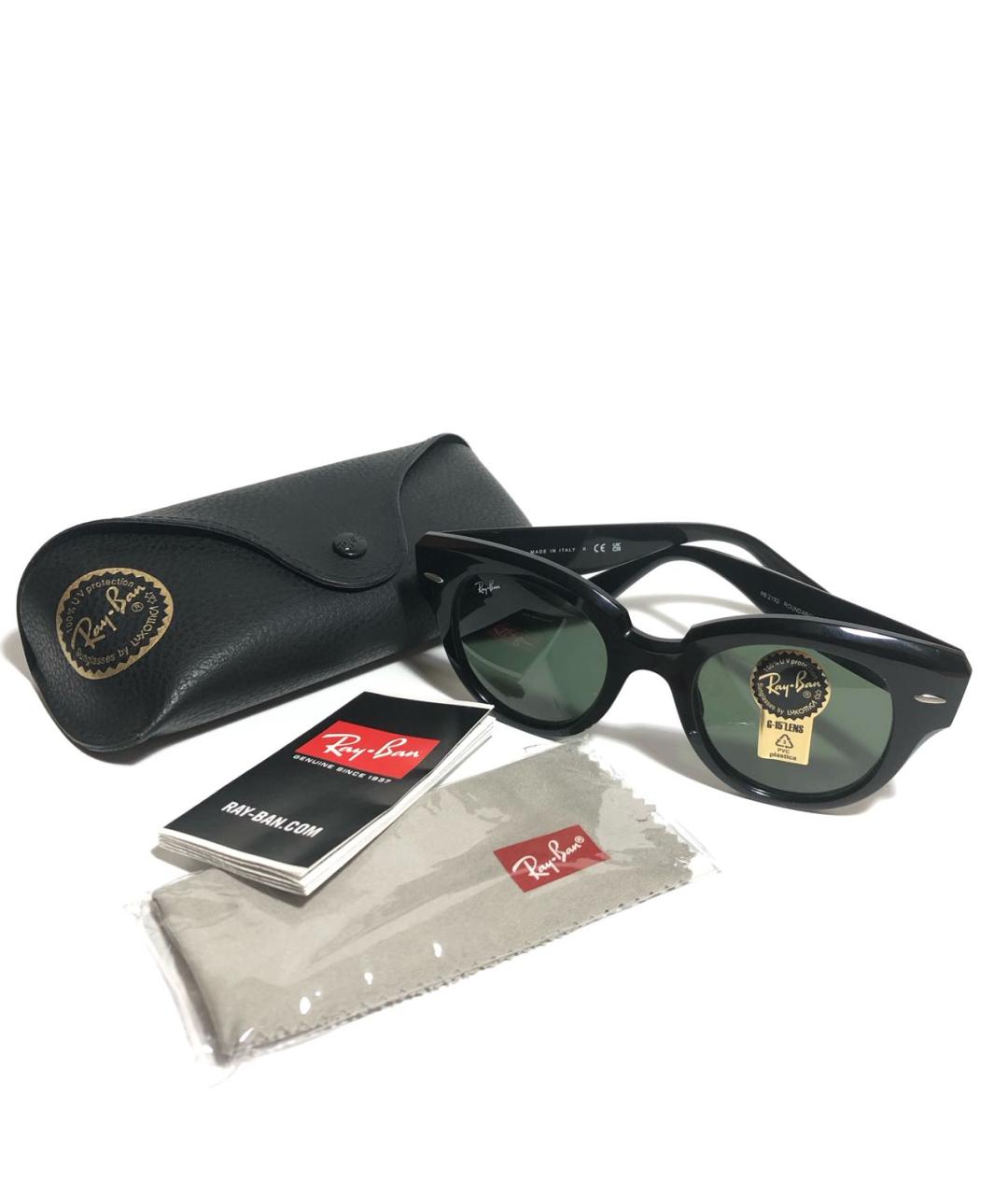 RAY BAN Черные пластиковые солнцезащитные очки, фото 5