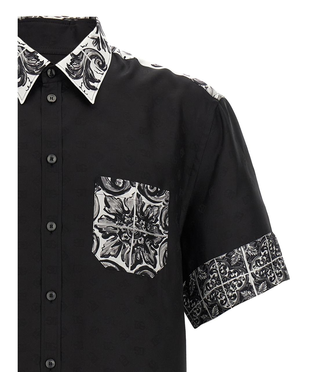 DOLCE&GABBANA Черная шелковая кэжуал рубашка, фото 3