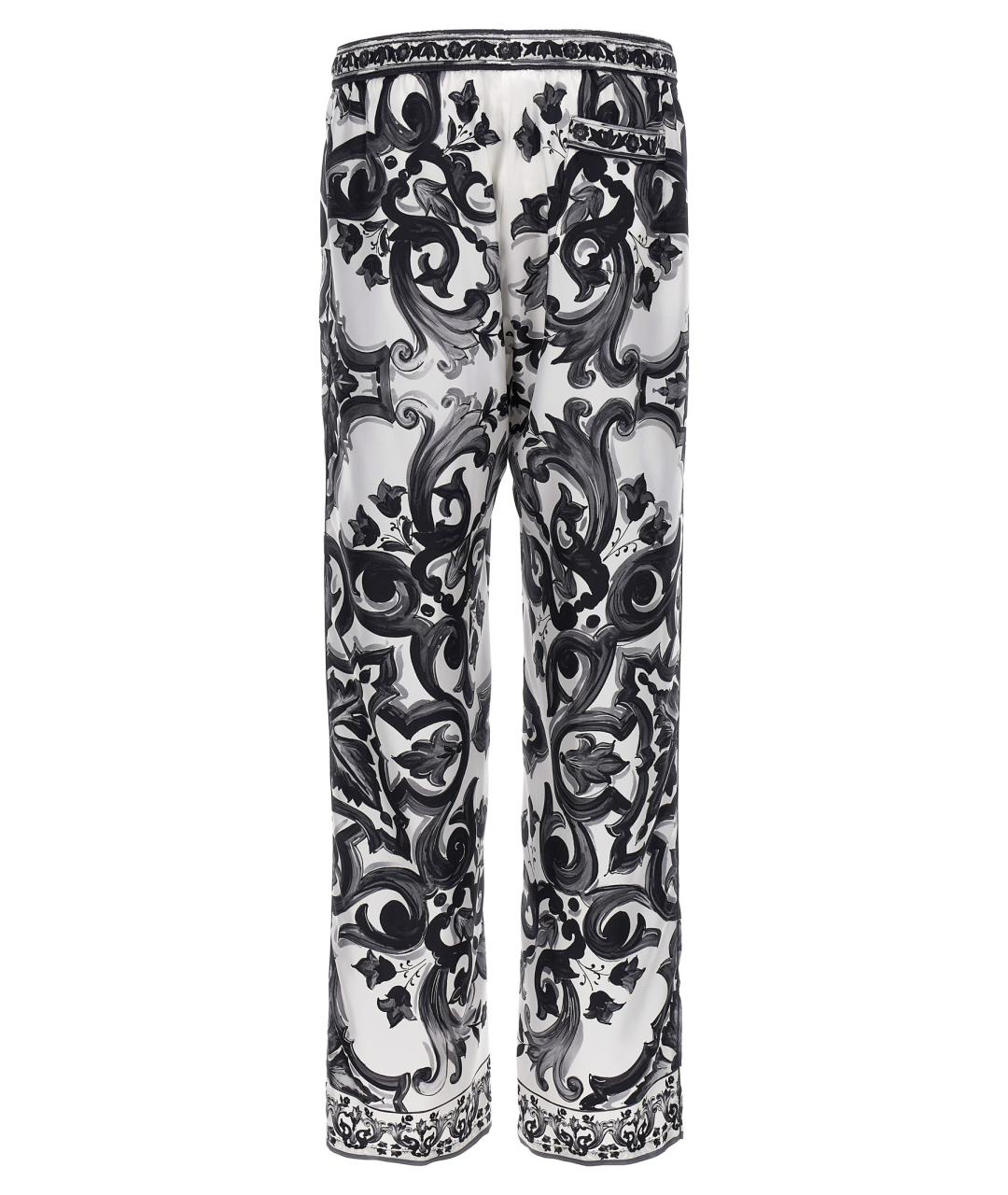 DOLCE&GABBANA Белые шелковые повседневные брюки, фото 2