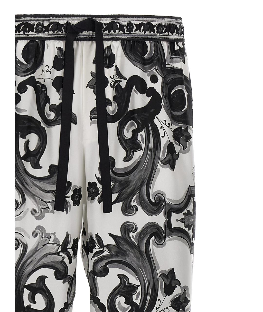 DOLCE&GABBANA Белые шелковые повседневные брюки, фото 3