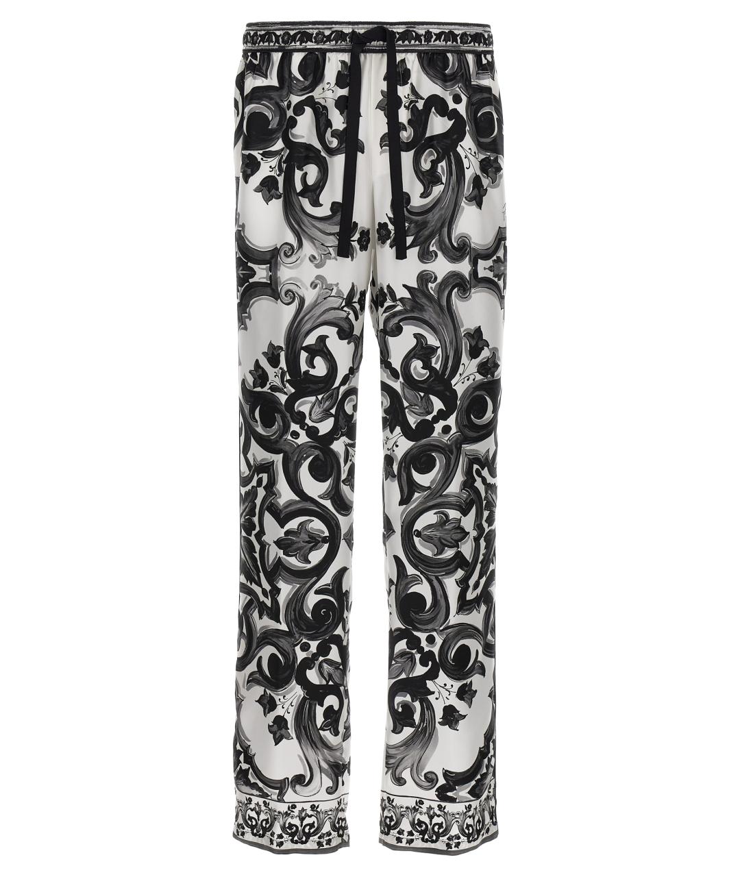 DOLCE&GABBANA Белые шелковые повседневные брюки, фото 1