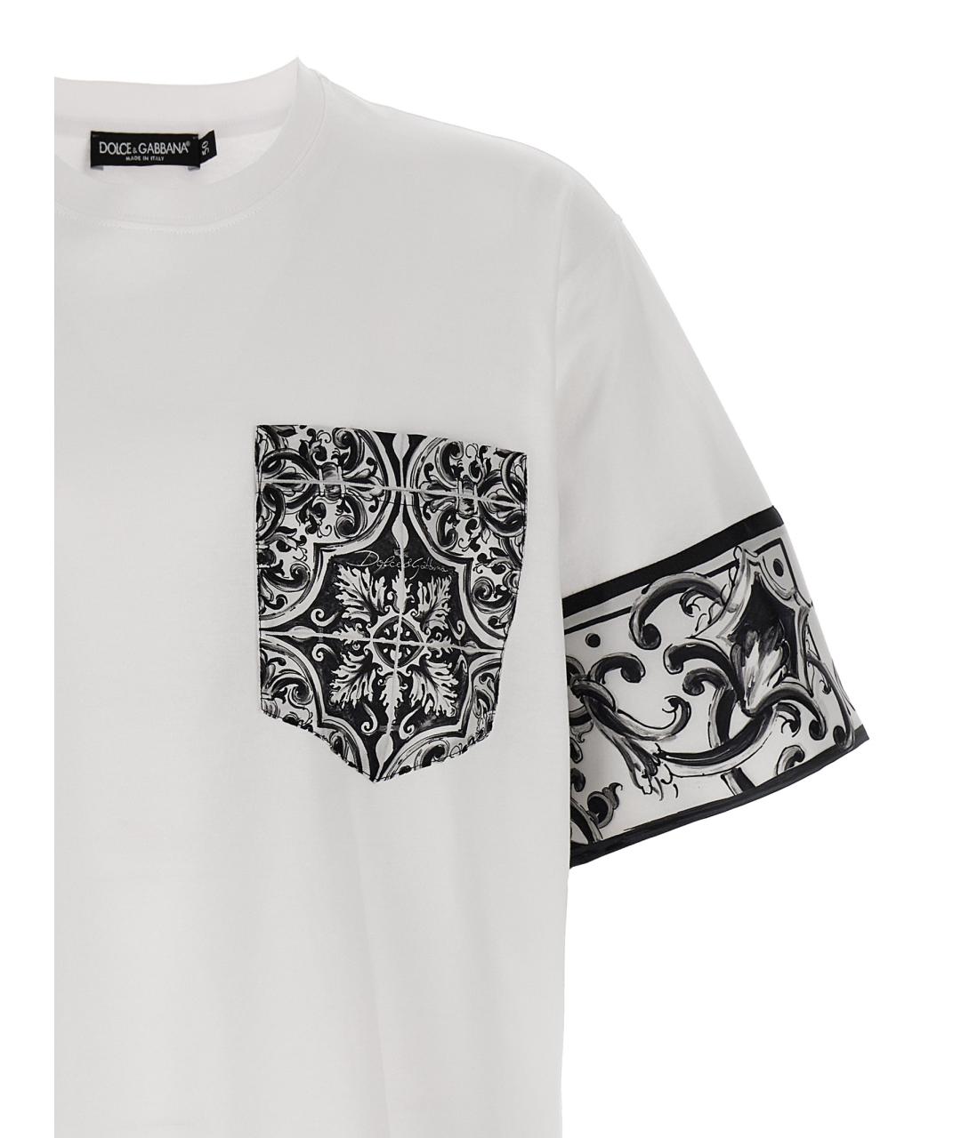 DOLCE&GABBANA Белая хлопковая футболка, фото 3