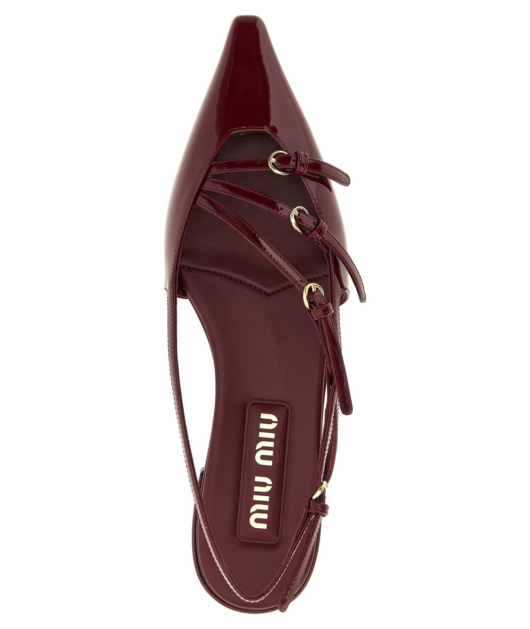 MIU MIU Бордовые кожаные балетки, фото 4