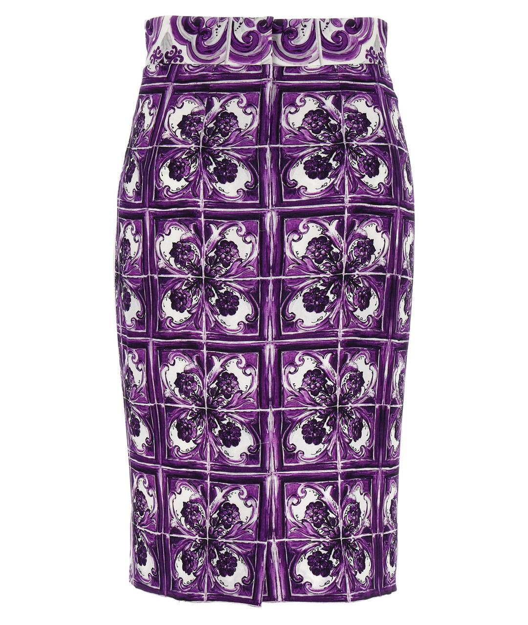 DOLCE&GABBANA Фиолетовая шелковая юбка миди, фото 2