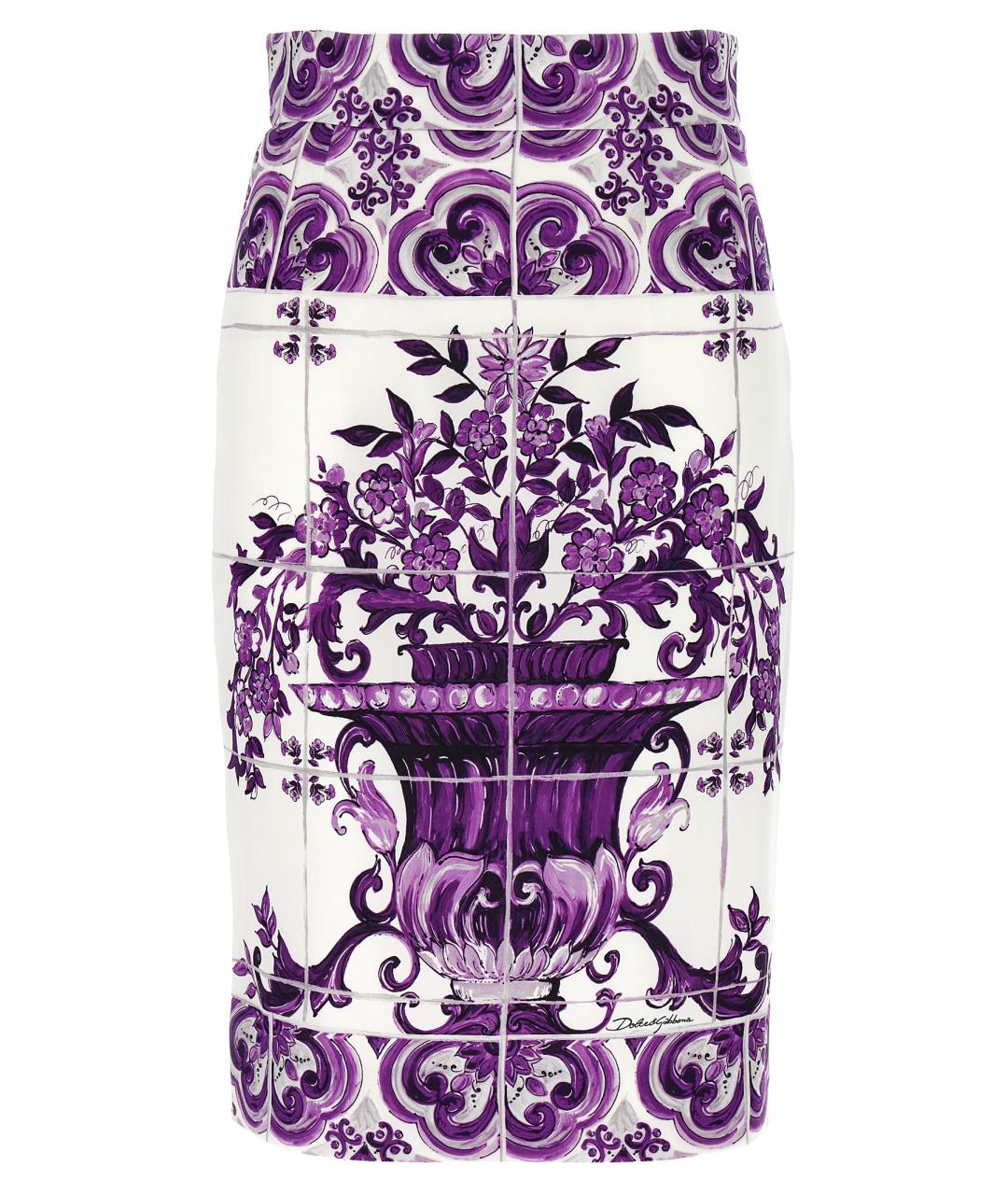 DOLCE&GABBANA Фиолетовая шелковая юбка миди, фото 1