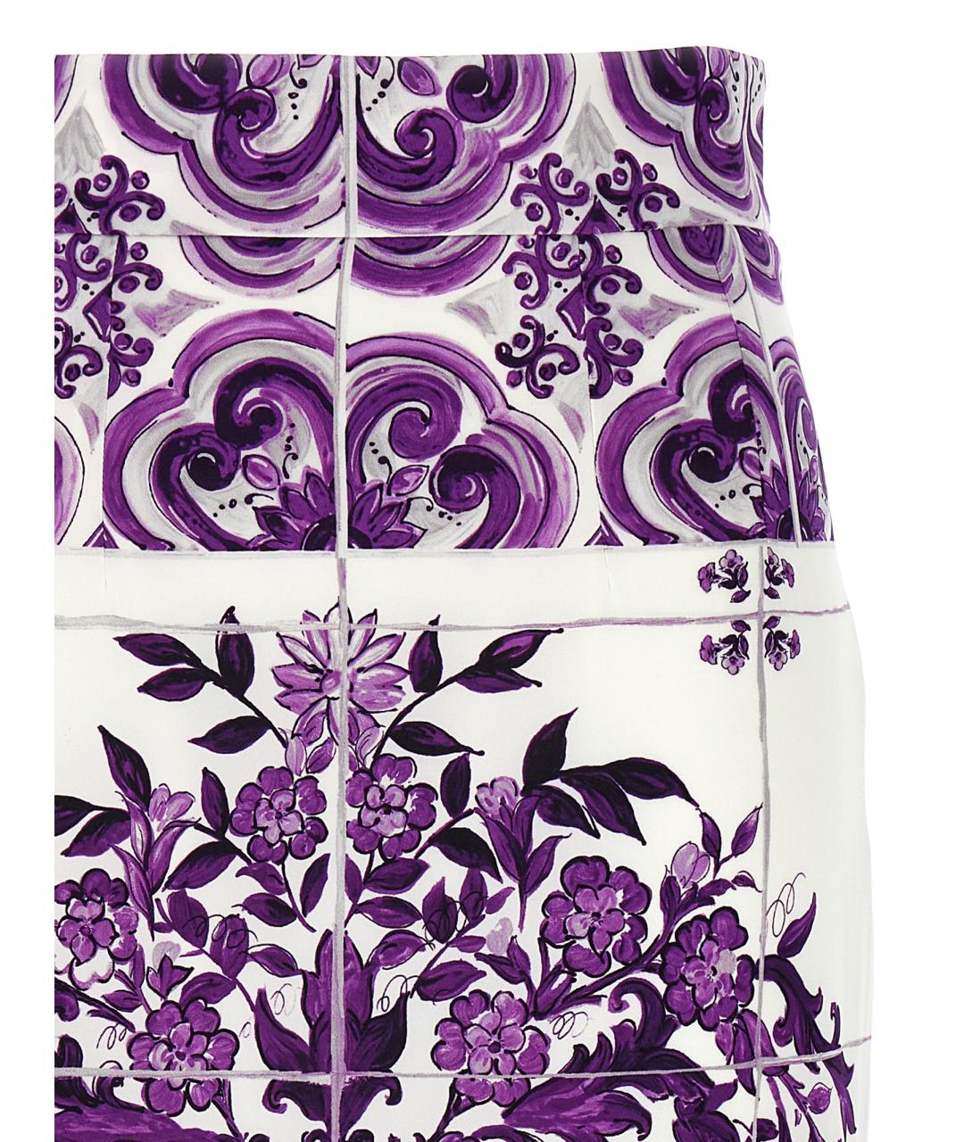 DOLCE&GABBANA Фиолетовая шелковая юбка миди, фото 3
