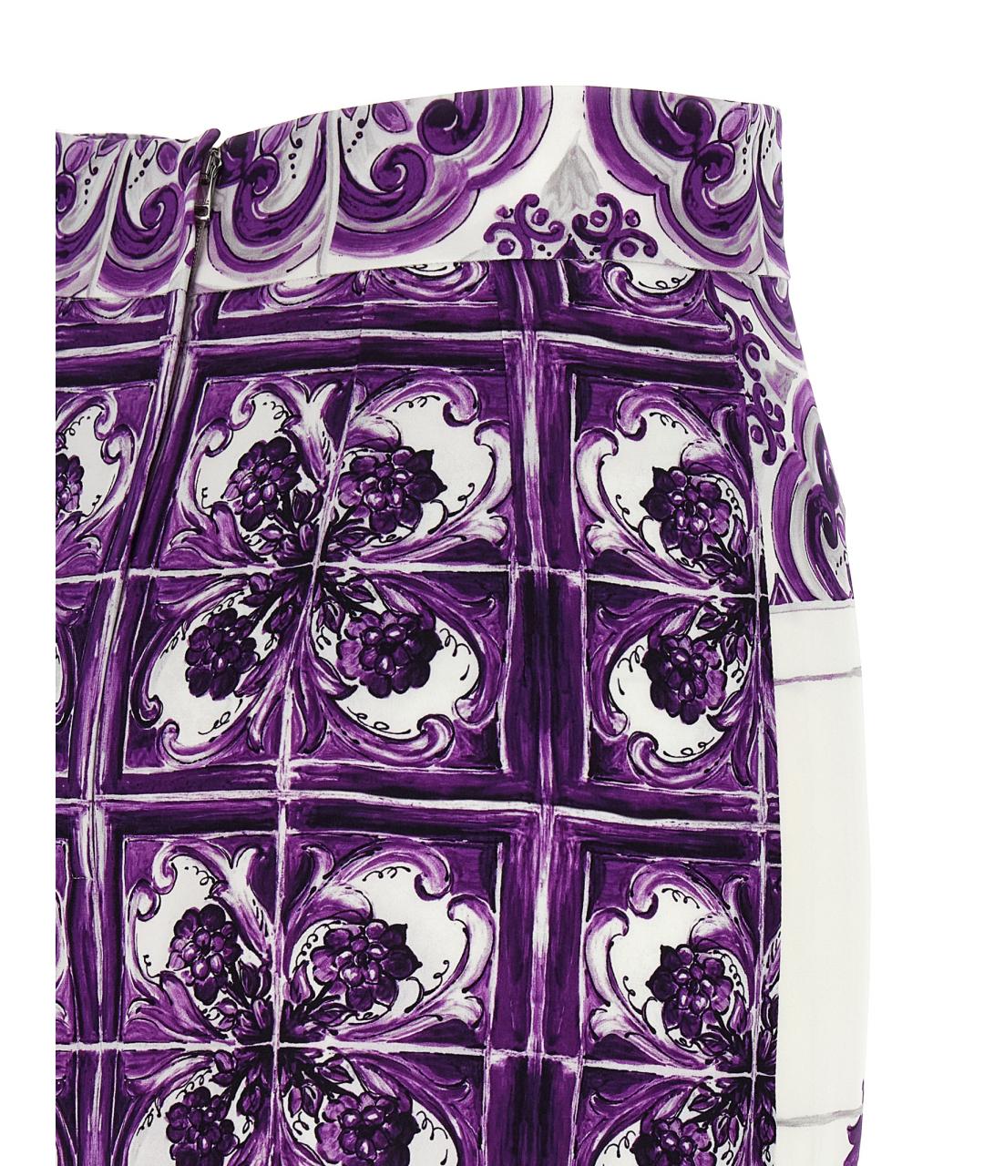 DOLCE&GABBANA Фиолетовая шелковая юбка миди, фото 4