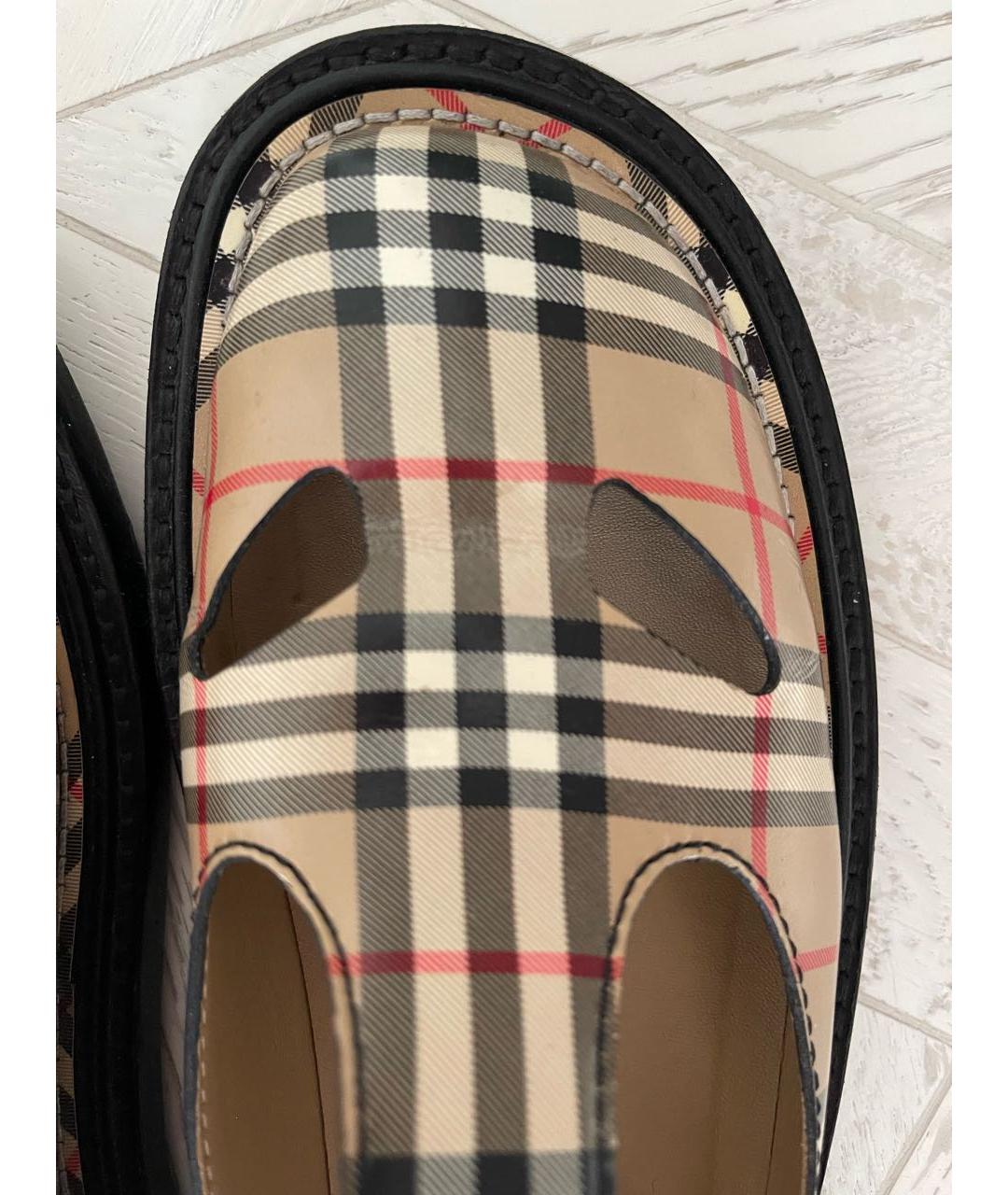 BURBERRY Бежевые кожаные туфли, фото 7