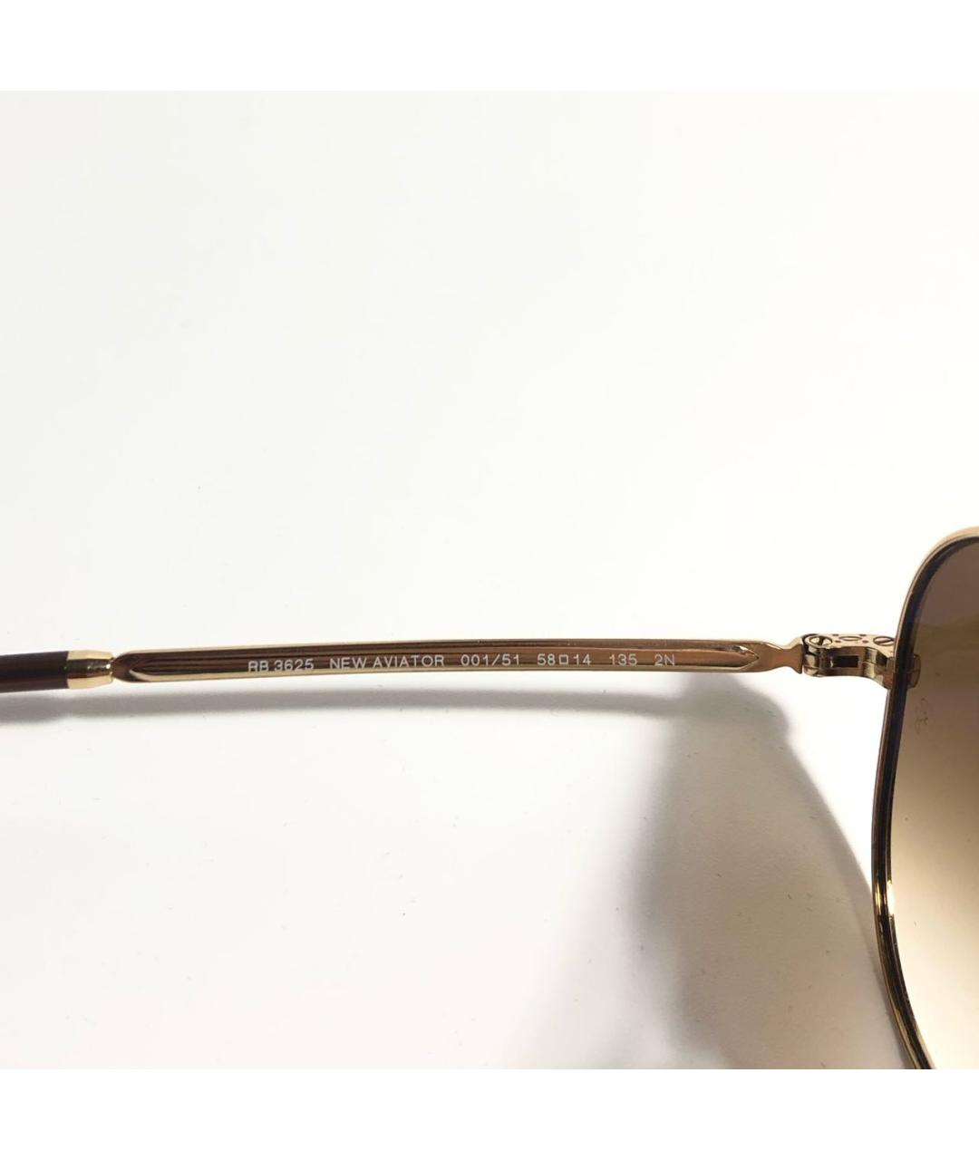 RAY BAN Золотые металлические солнцезащитные очки, фото 4