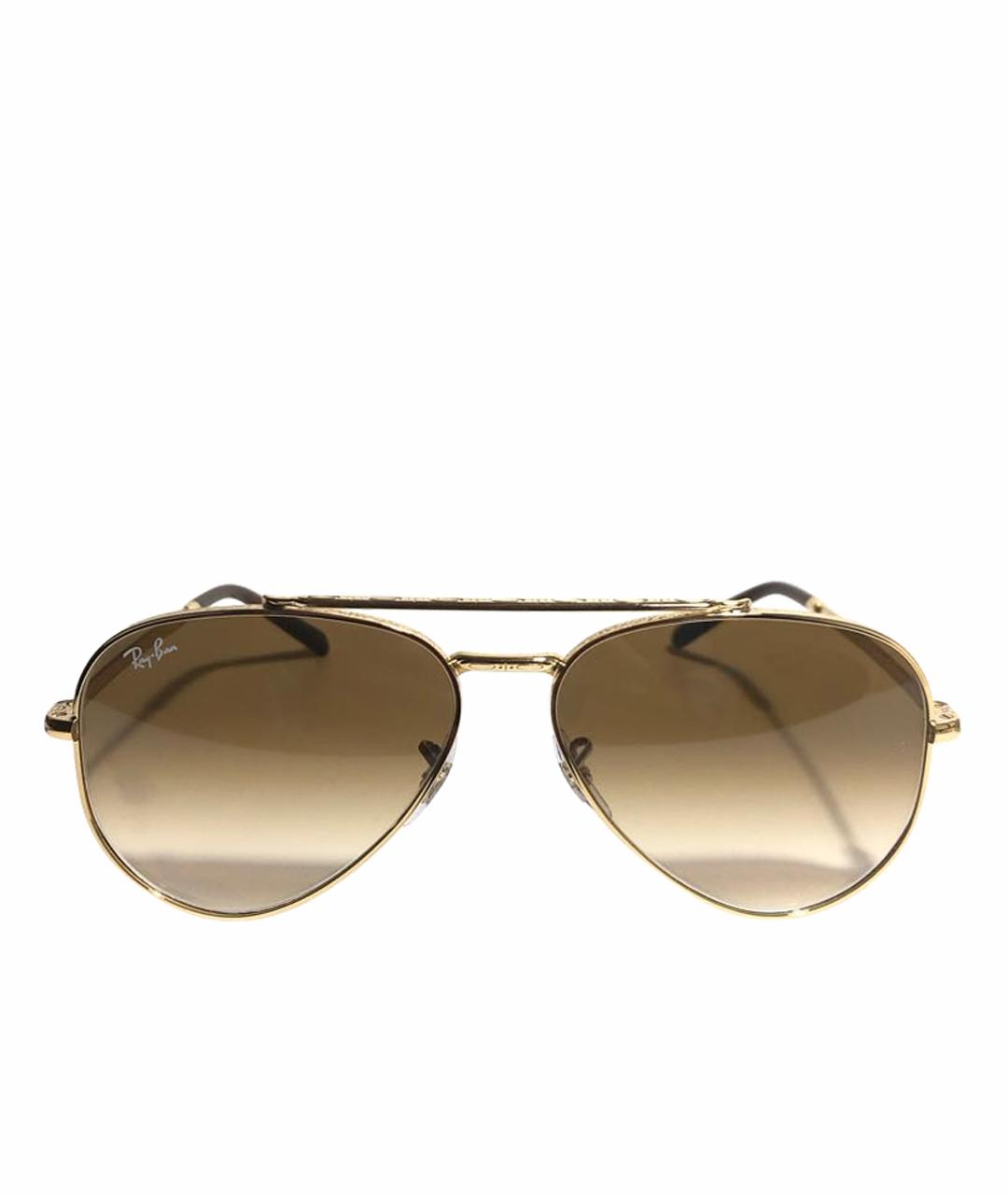RAY BAN Золотые металлические солнцезащитные очки, фото 1