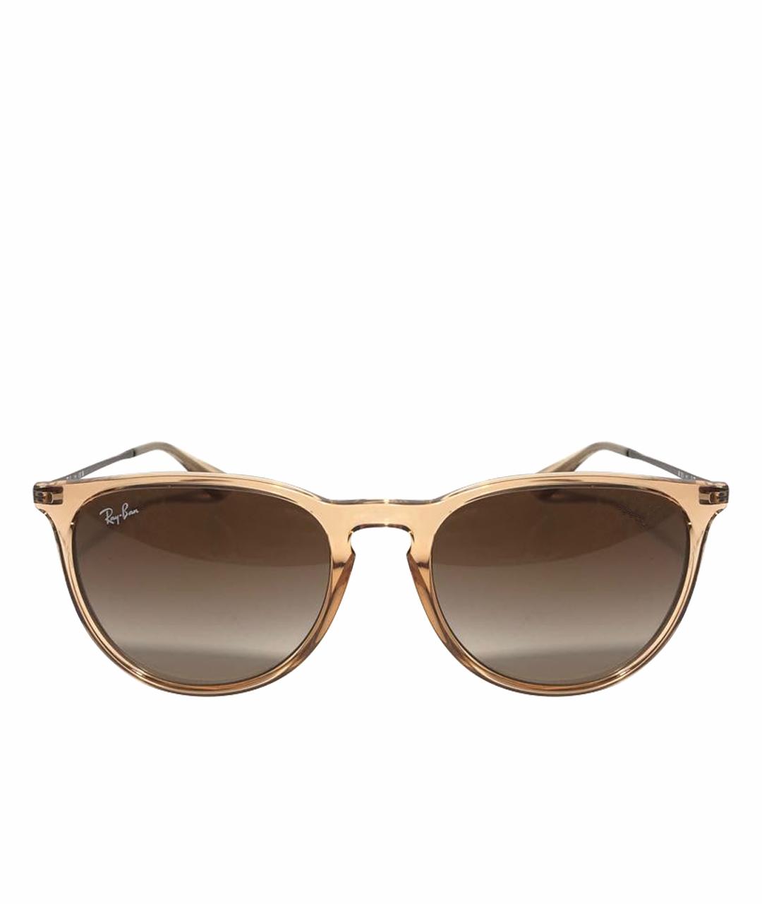 RAY BAN Коричневые пластиковые солнцезащитные очки, фото 1