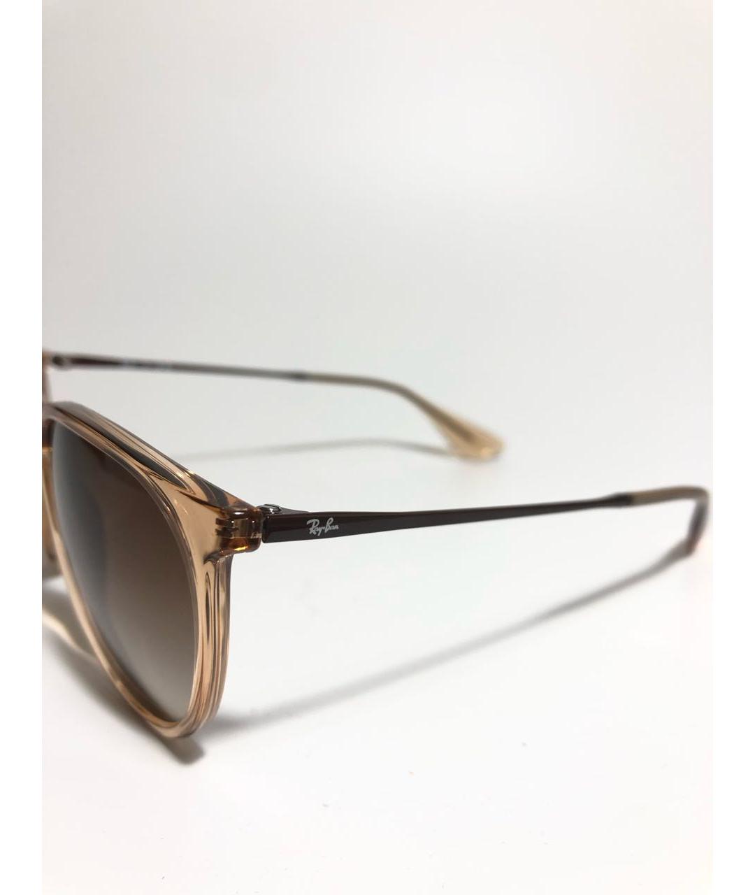 RAY BAN Коричневые пластиковые солнцезащитные очки, фото 3